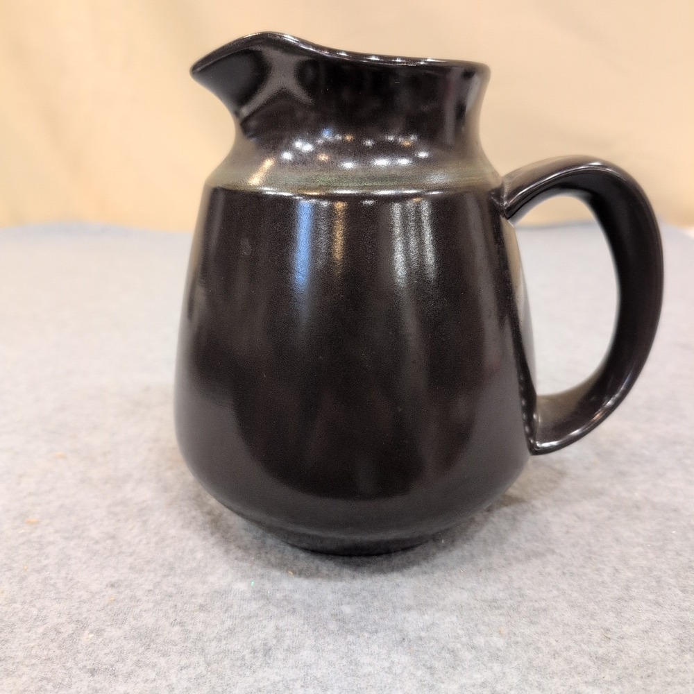 Franciscan Ceramic Pitcher Black Satin Glaze Mid Century Modern Serving Carafe - Picture 5 of 10